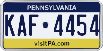 PA license plate KAF4454