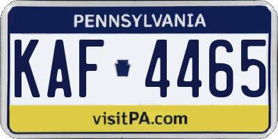 PA license plate KAF4465