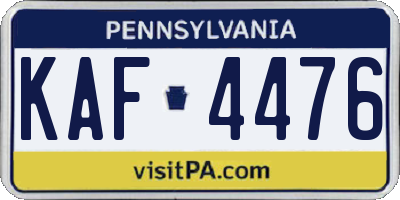 PA license plate KAF4476