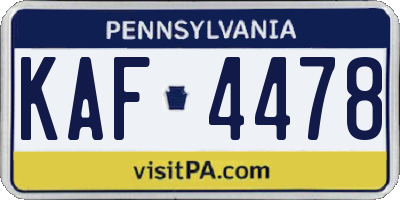 PA license plate KAF4478