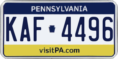 PA license plate KAF4496