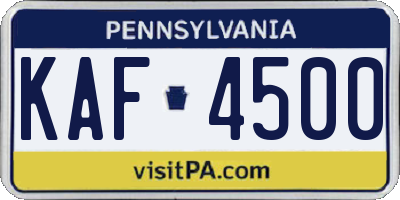 PA license plate KAF4500