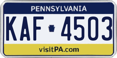 PA license plate KAF4503