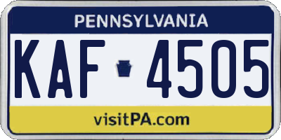 PA license plate KAF4505