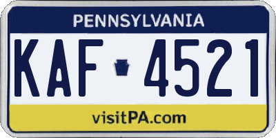 PA license plate KAF4521