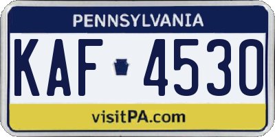 PA license plate KAF4530