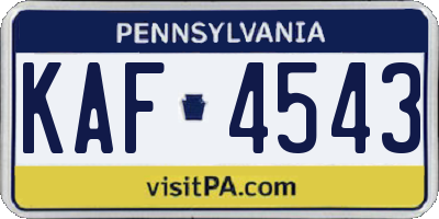 PA license plate KAF4543