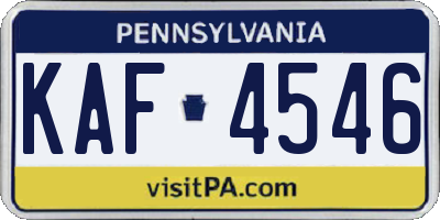 PA license plate KAF4546