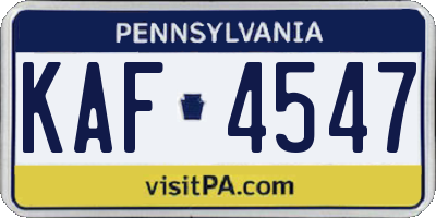 PA license plate KAF4547