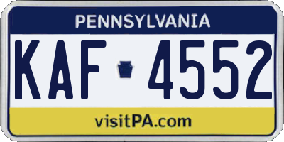 PA license plate KAF4552
