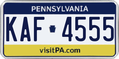 PA license plate KAF4555