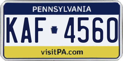 PA license plate KAF4560
