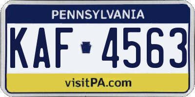 PA license plate KAF4563