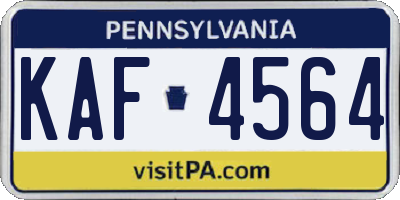 PA license plate KAF4564