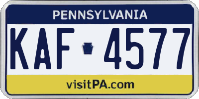PA license plate KAF4577