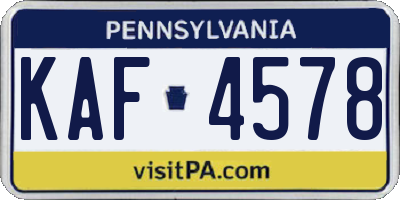 PA license plate KAF4578