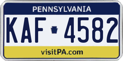 PA license plate KAF4582