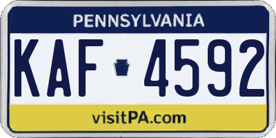 PA license plate KAF4592