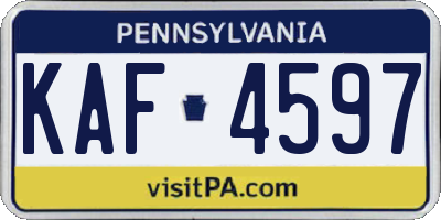 PA license plate KAF4597