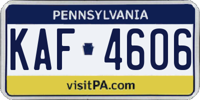PA license plate KAF4606