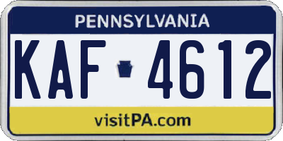 PA license plate KAF4612