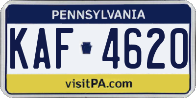 PA license plate KAF4620
