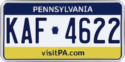 PA license plate KAF4622