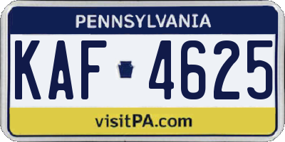 PA license plate KAF4625