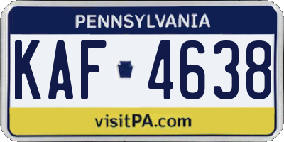 PA license plate KAF4638
