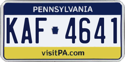 PA license plate KAF4641