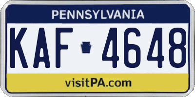 PA license plate KAF4648