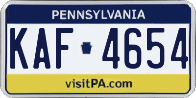 PA license plate KAF4654