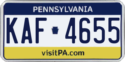PA license plate KAF4655