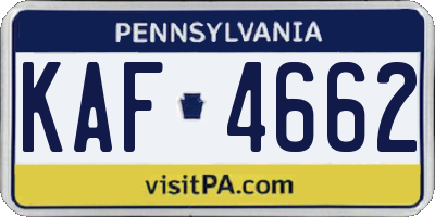 PA license plate KAF4662