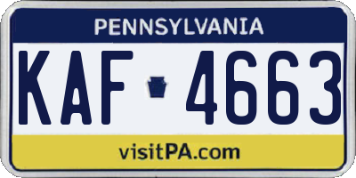 PA license plate KAF4663
