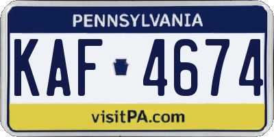 PA license plate KAF4674