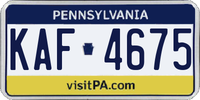 PA license plate KAF4675
