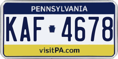 PA license plate KAF4678