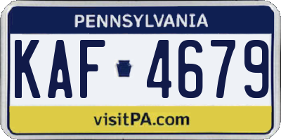 PA license plate KAF4679