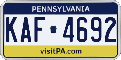 PA license plate KAF4692