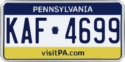 PA license plate KAF4699