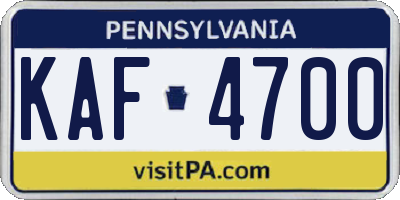 PA license plate KAF4700