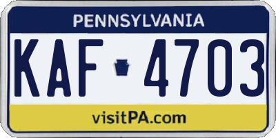 PA license plate KAF4703