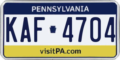 PA license plate KAF4704