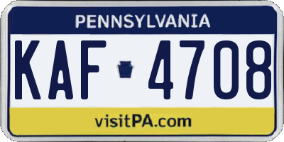 PA license plate KAF4708