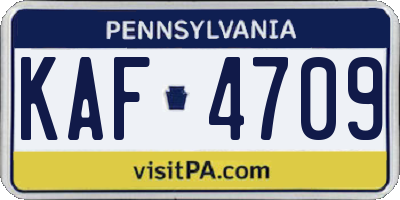 PA license plate KAF4709