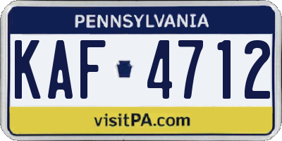 PA license plate KAF4712