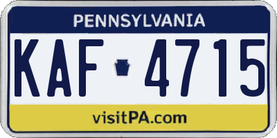 PA license plate KAF4715