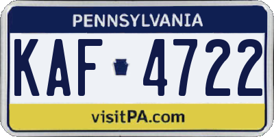 PA license plate KAF4722