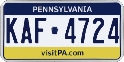 PA license plate KAF4724